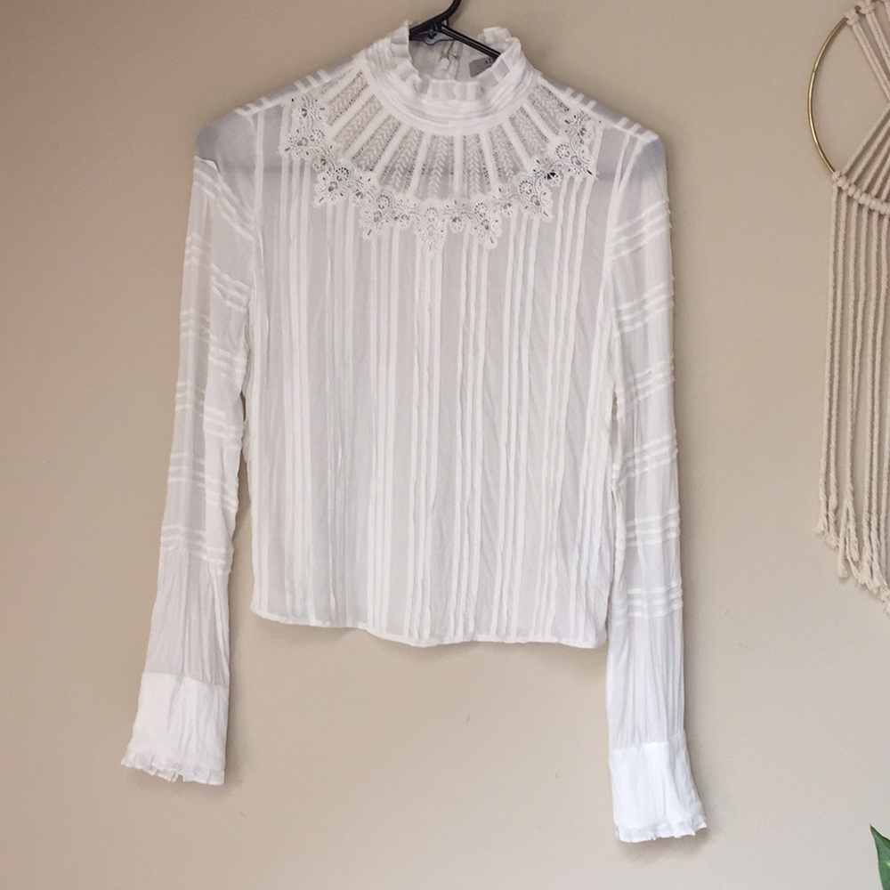 All Saints White Lace Detail Blouse